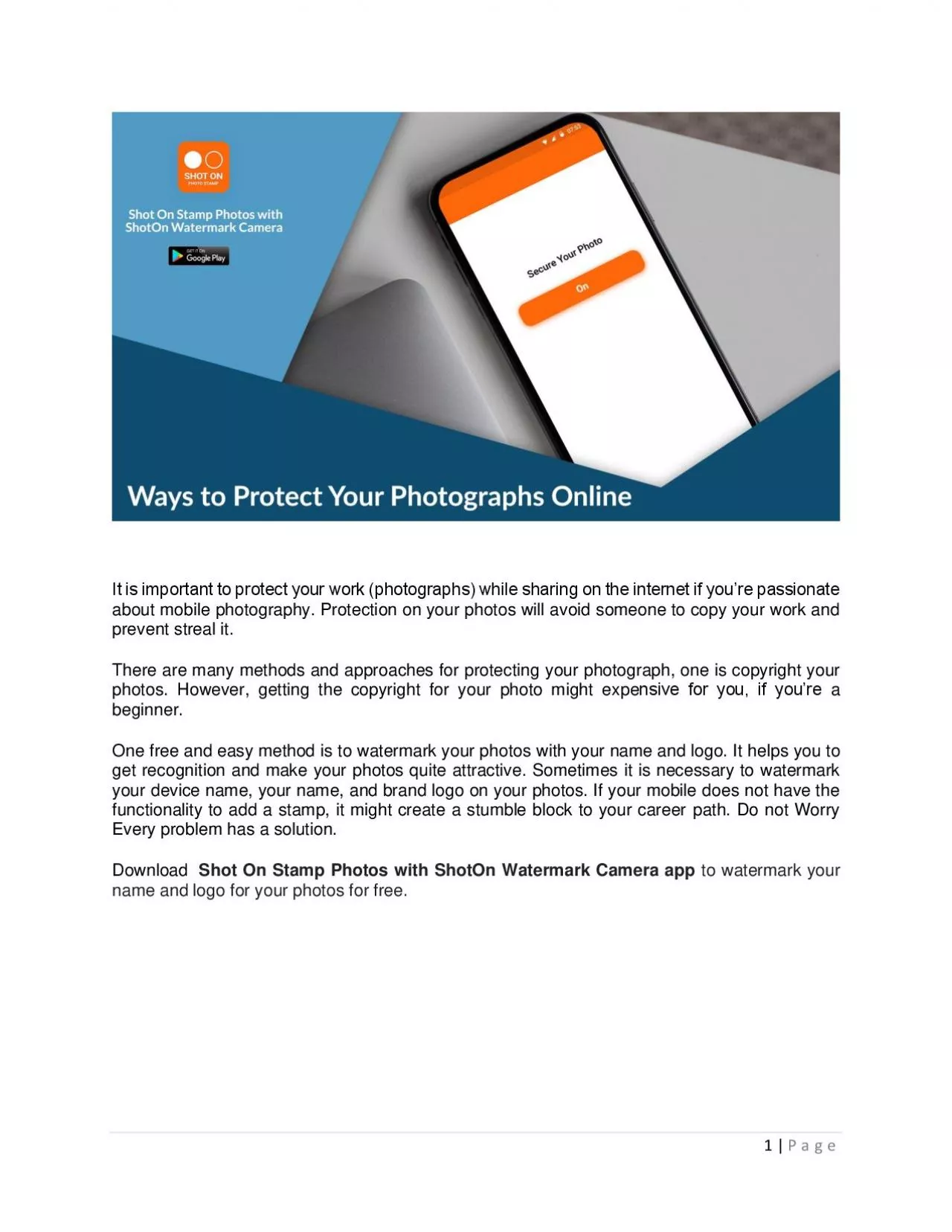 PDF-Ways to Protect Your Photographs Online