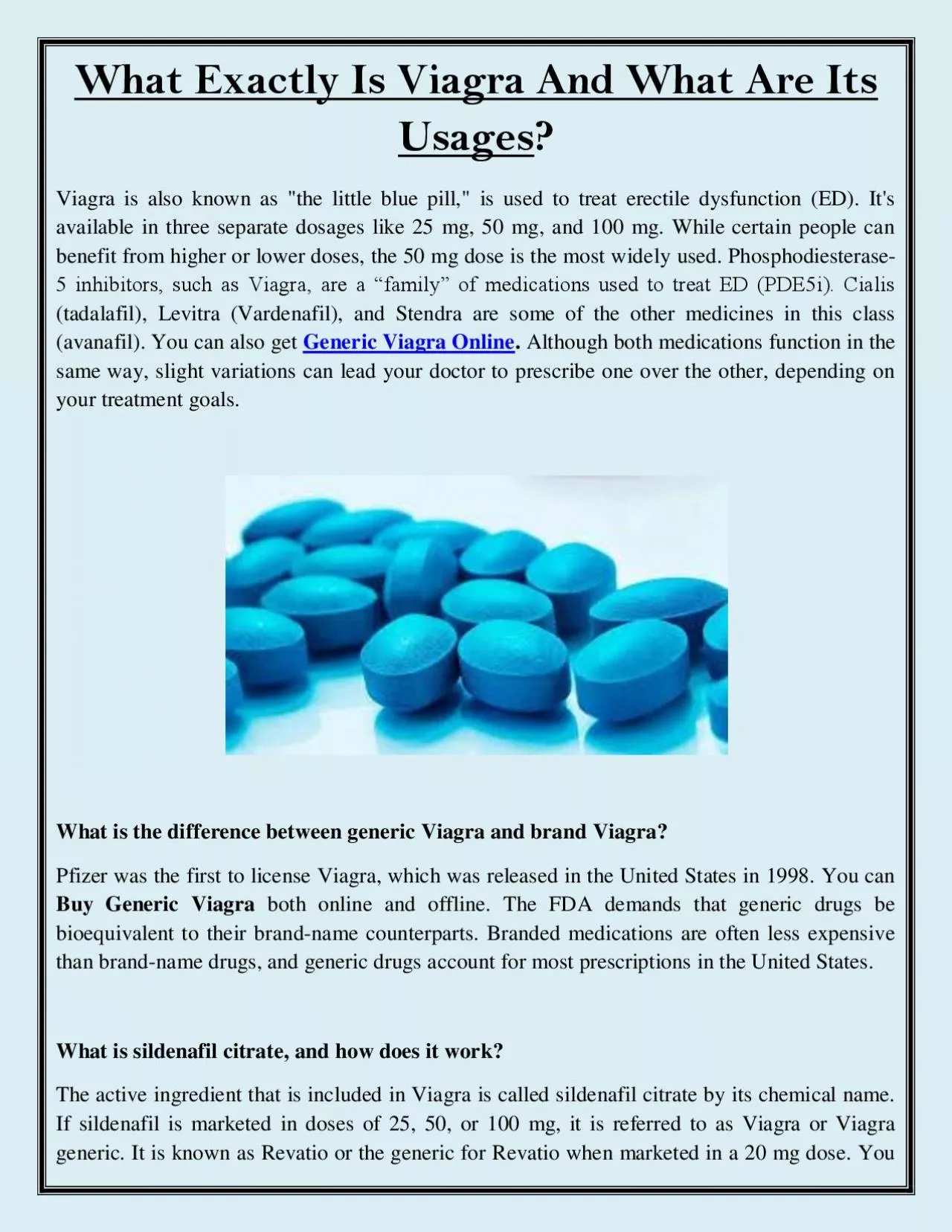 PDF-What Exactly Is Viagra And What Are Its Usages?