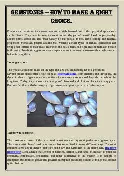 Gemstones -- How To Make A Right Choice.