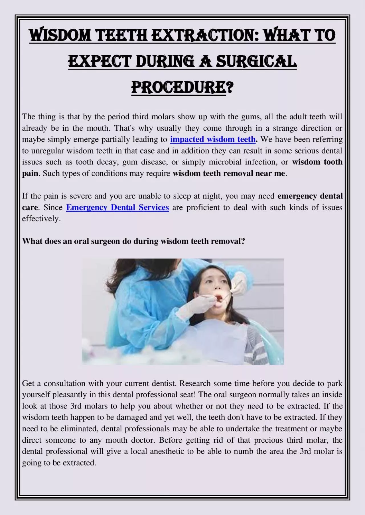 PDF-Wisdom Teeth Extraction: What To Expect During A Surgical Procedure?