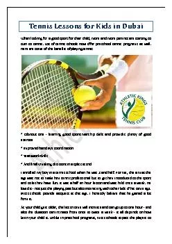 Tennis Lessons for Kids in Dubai
