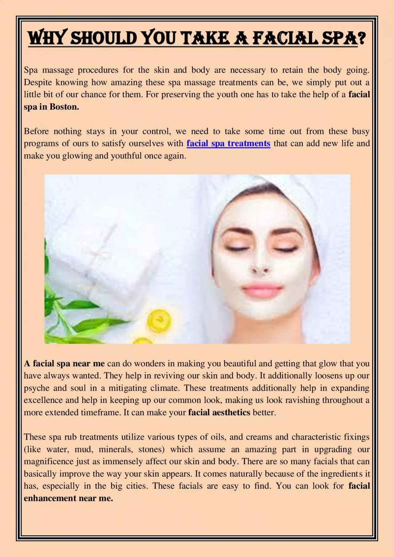 PDF-Why should you take a facial spa?