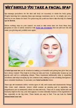 Why should you take a facial spa?