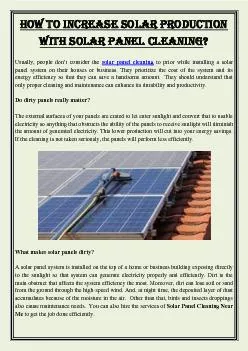 How To Increase solar production with Solar Panel Cleaning?
