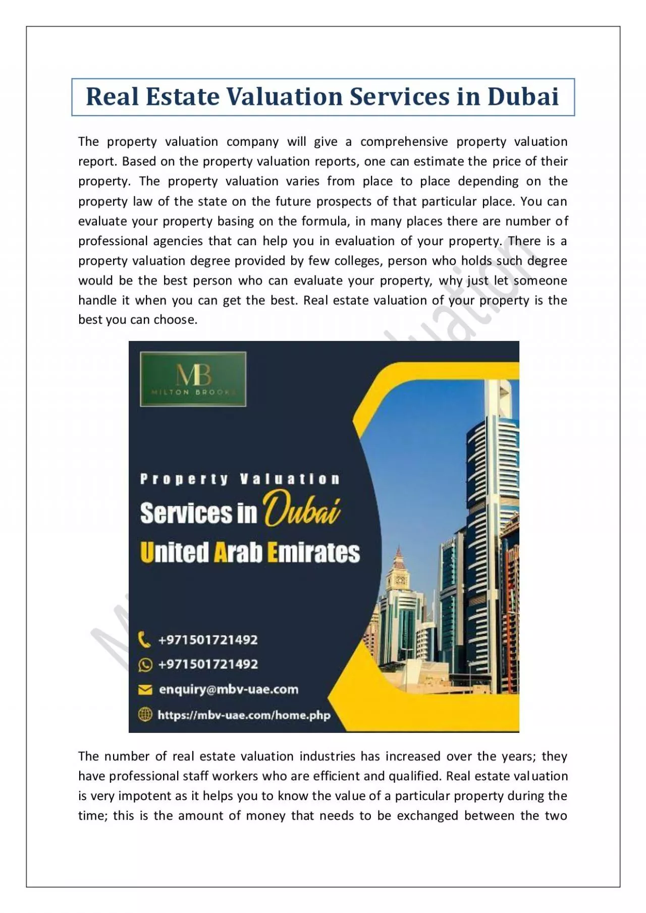 PDF-Real Estate Valuation Services in Dubai