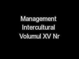 Management Intercultural Volumul XV Nr