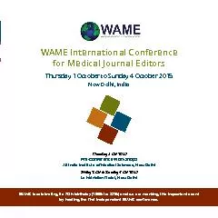 WAME International Conference  for Medical Journal EditorsThursday 1 O