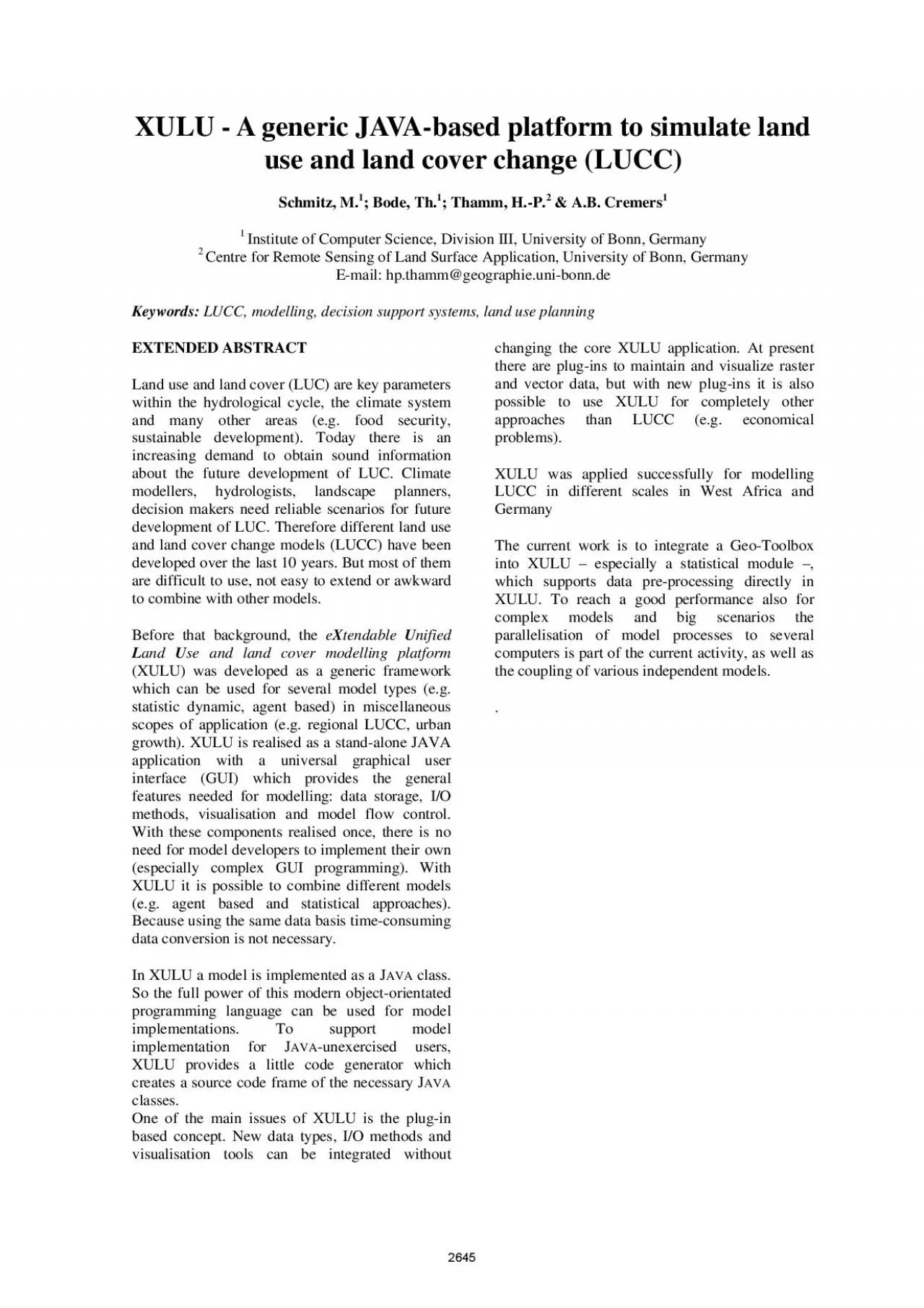 PDF-XULU A generic JAVAbased platform to simulate land use and land cov