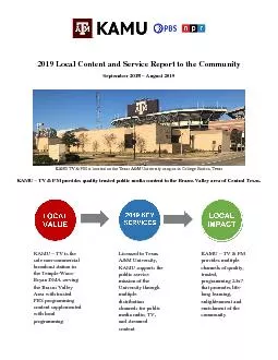 2019 Local Content and Service Report to the Community