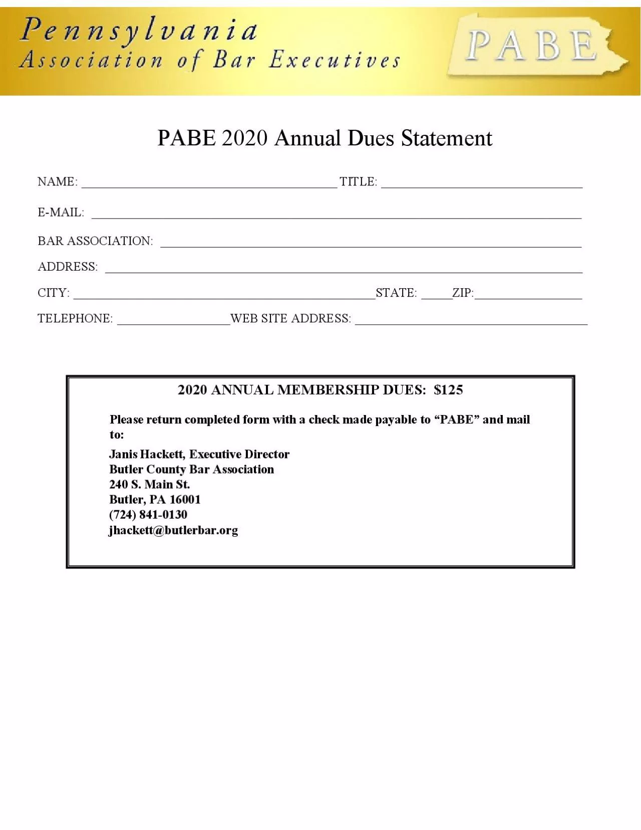 PDF-2020 ANNUAL MEMBERSHIP DUES125Please return completed form with a ch