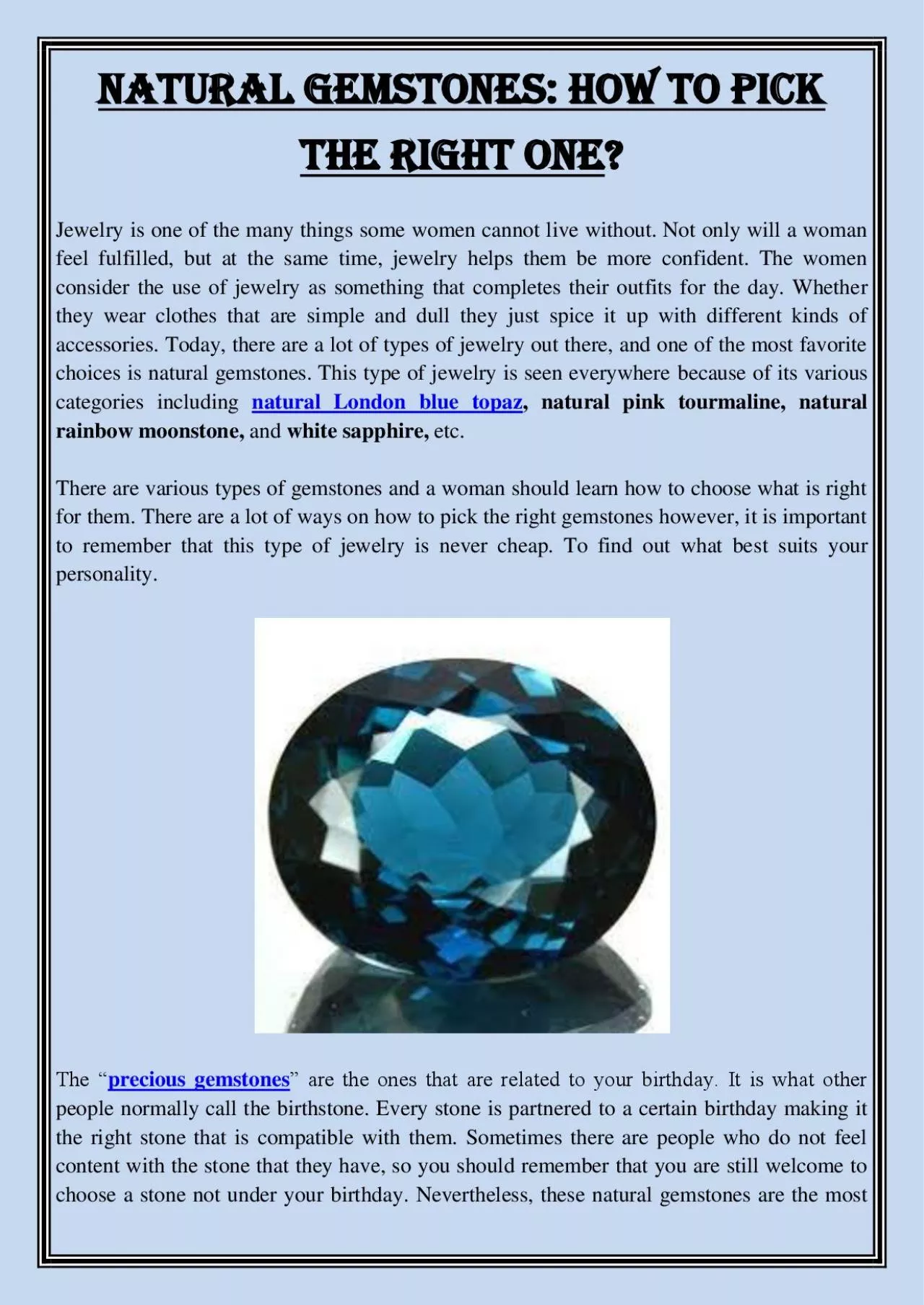 PDF-Natural Gemstones: How To Pick The Right One?