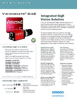 Visionscape GigE At a GlanceGigabit Ethernet GigEGigabit Ethernet a