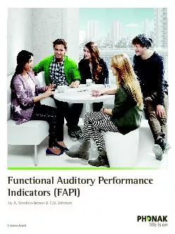 Functional Auditory Performance Indicators FAPI by A StredlerBrown
