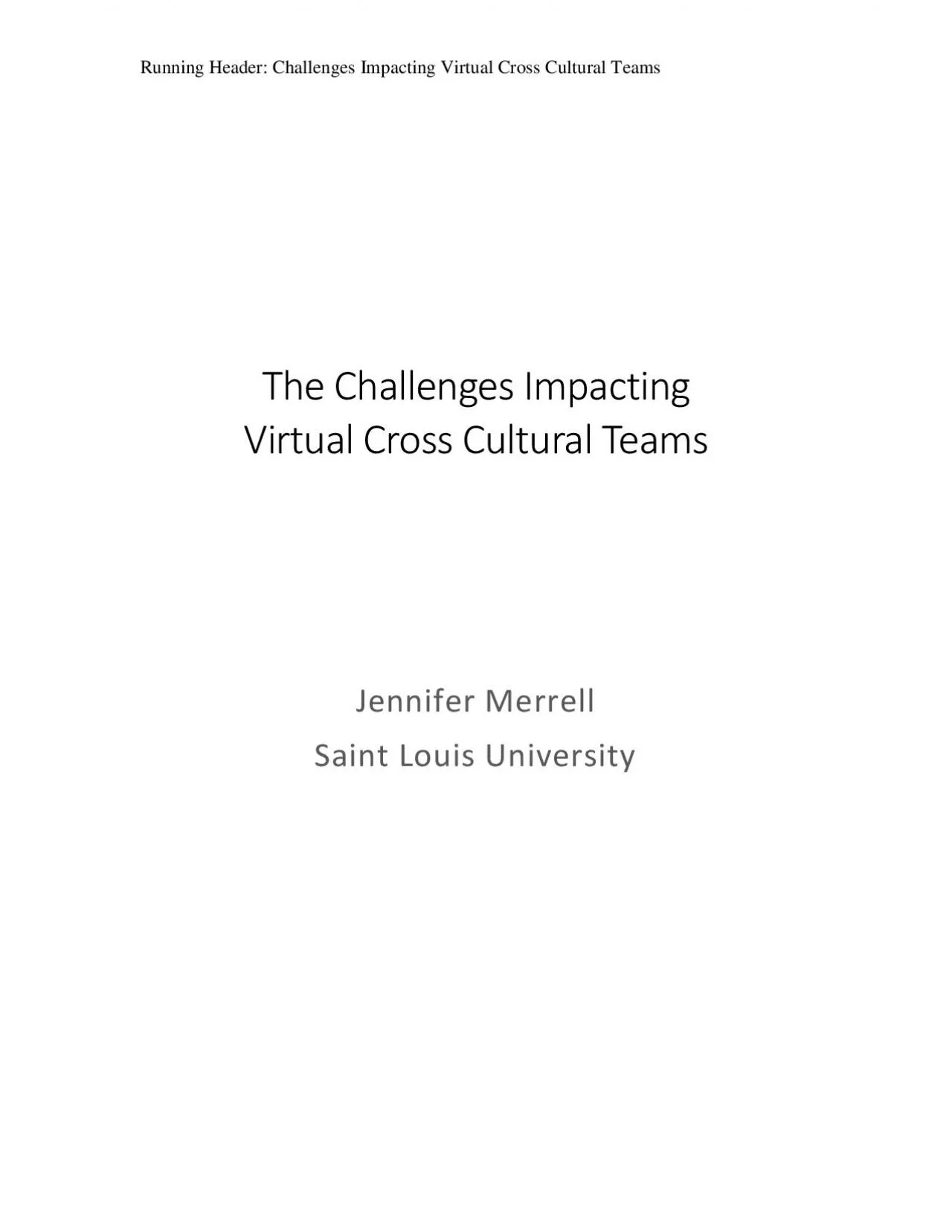 PDF-Running Header Challenges Impacting Virtual Cross Cultural Teams