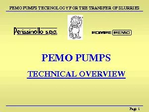 PEMO PUMPS TECHNOLOGY FOR THE TRANSFER OF SLURRIES