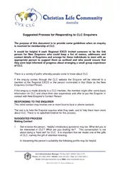 Suggested Process for Responding to CLC Enquirers The