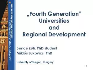 Fourth GenerationUniversities Regional Development