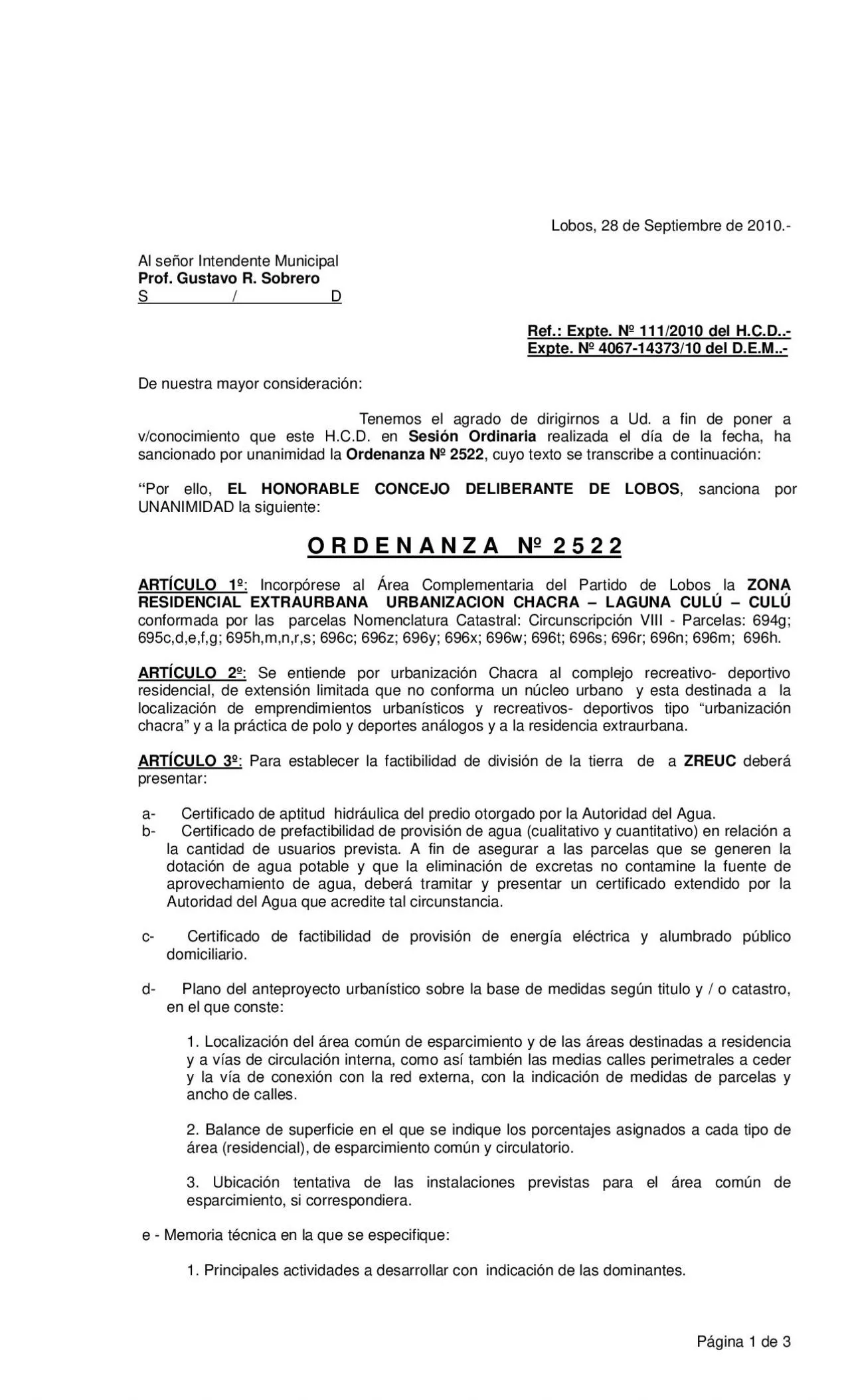 PDF-Pgina 1 de 3 Lobos 28 de Septiembre de 2010 Al seor Intendente Mu