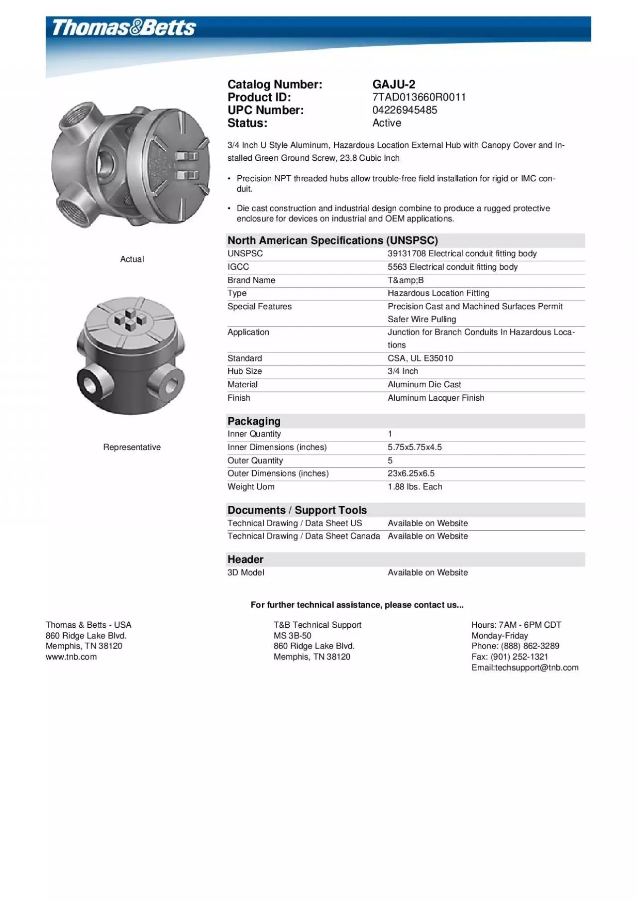 PDF-RepresentativeCatalog NumberGAJU2Product ID7TAD013660R0011UPC Numbe