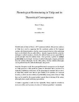 Phonological Restructuring in Yidi and itsTheoretical ConsequencesBr