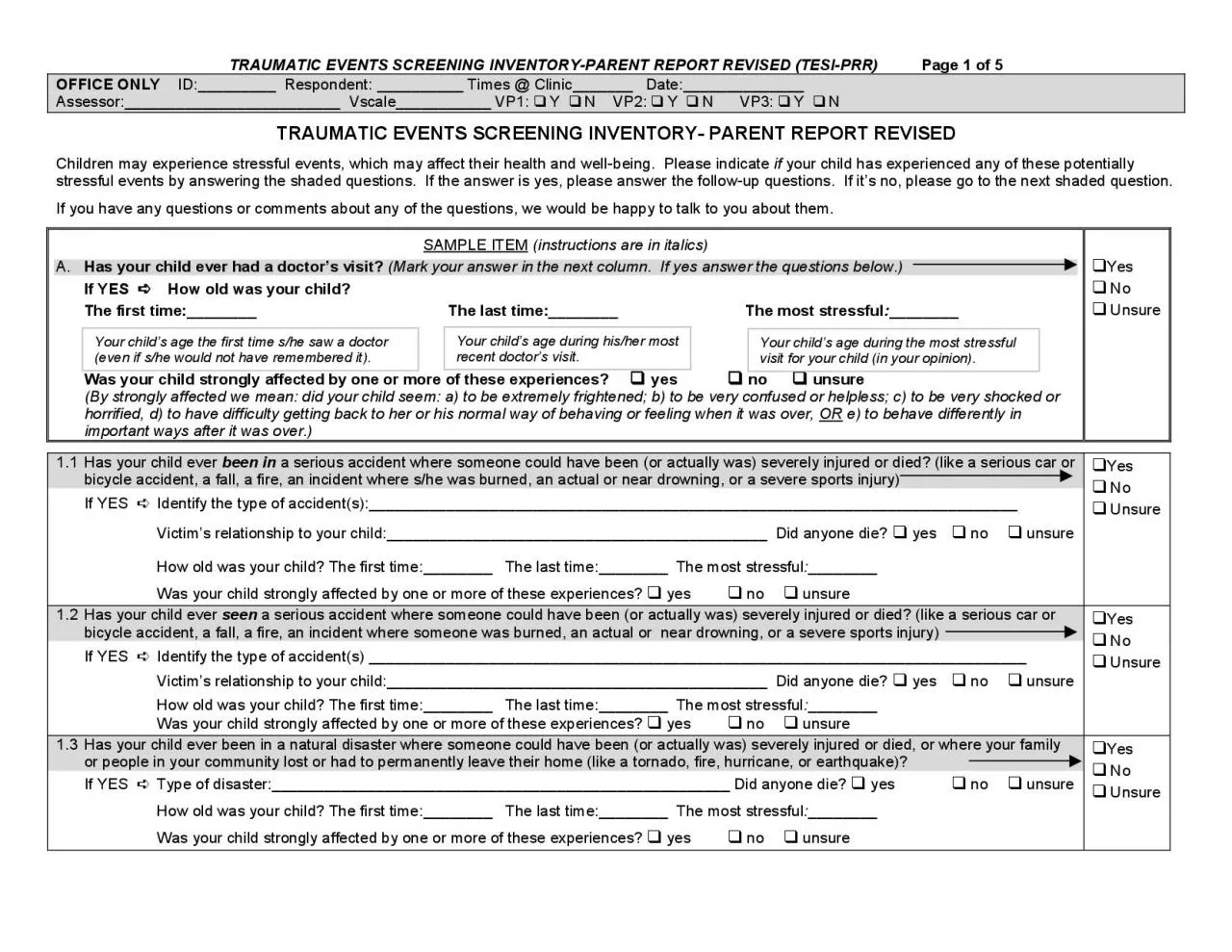 PDF-TRAUMATIC EVENTS SCREENING INVENTORYPARENT REPORT REVISED TESIPRR