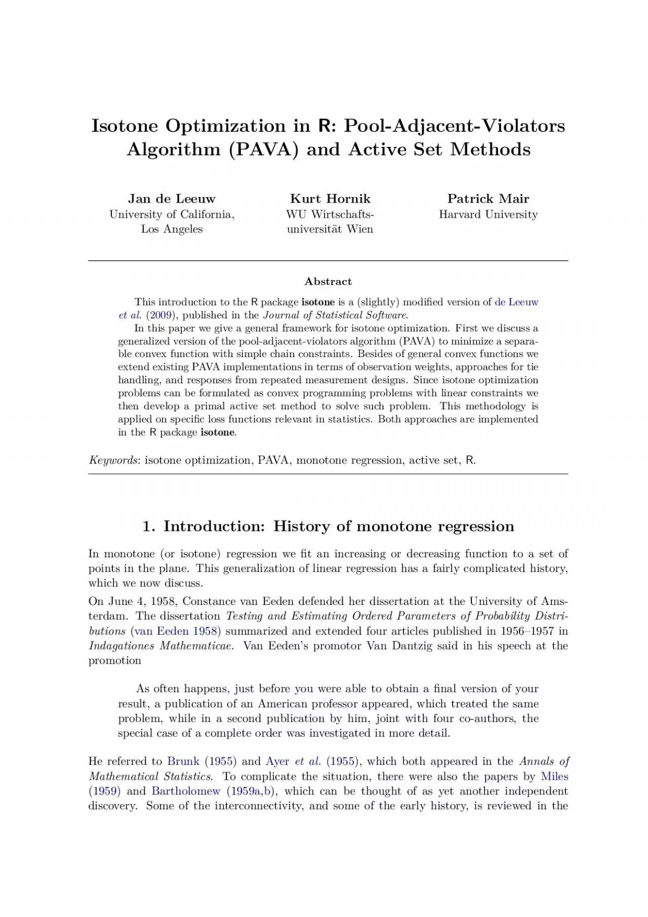 PDF-IsotoneOptimizationinRPoolAdjacentViolatorsAlgorithmPAVAandActive