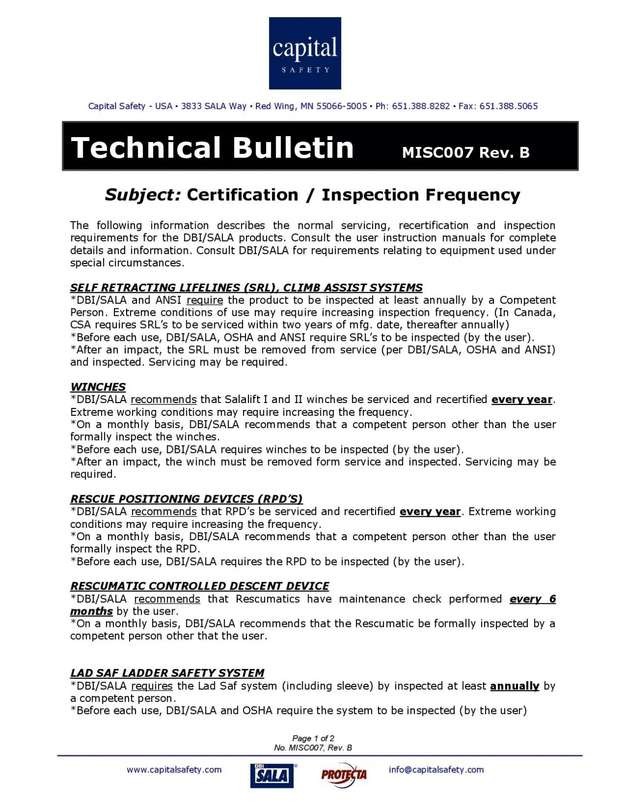 PDF-x0000x0000 Capital Safety USA 3833 SALA Way Red Wing MN 5