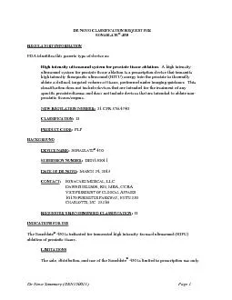 De Novo Summary DEN150011   Page 1 OVO LASSIFICATION EQUEST FORONABL