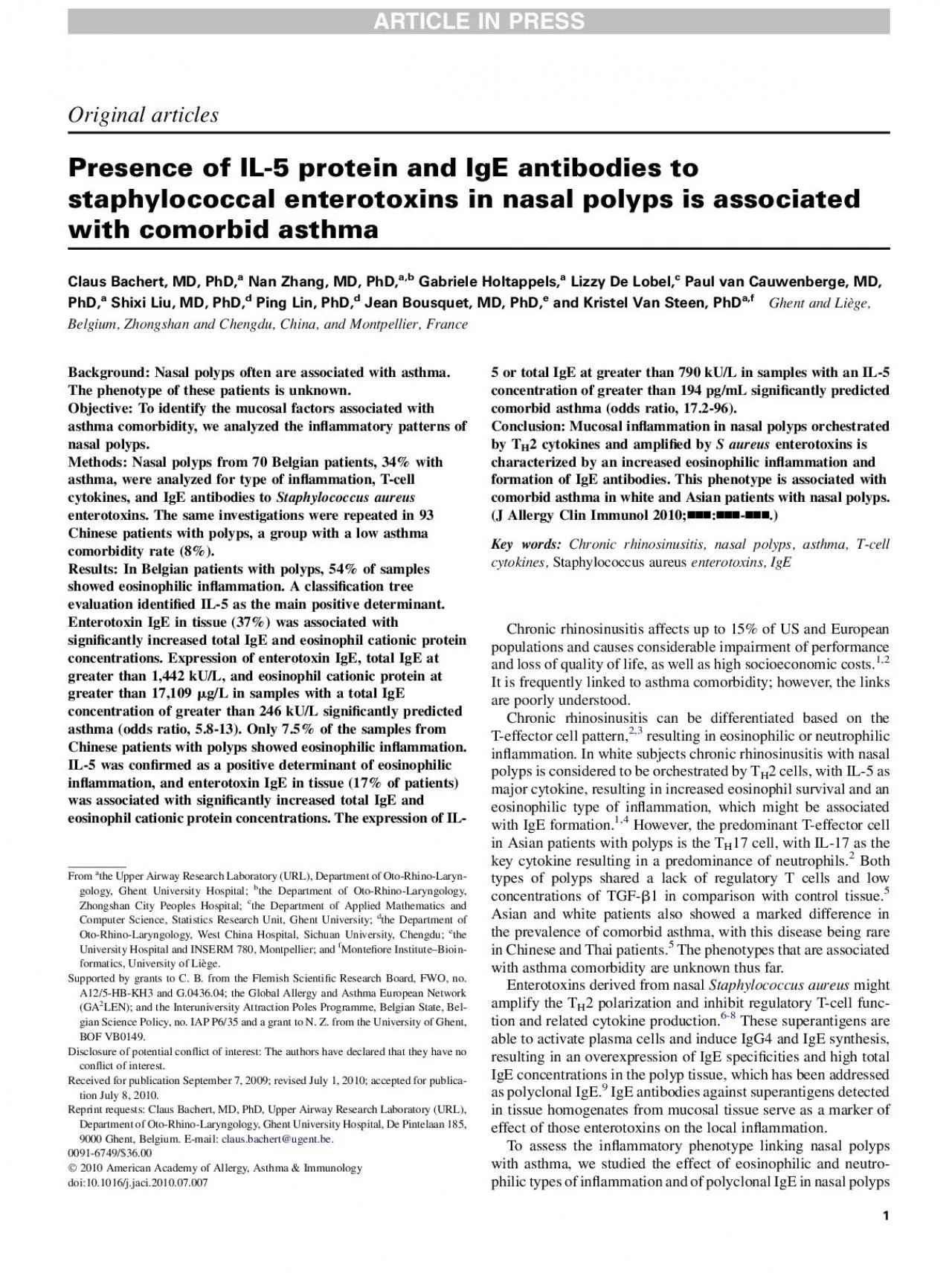 PDF-OriginalarticlesPresenceofIL5proteinandIgEantibodiestostaphylococcale