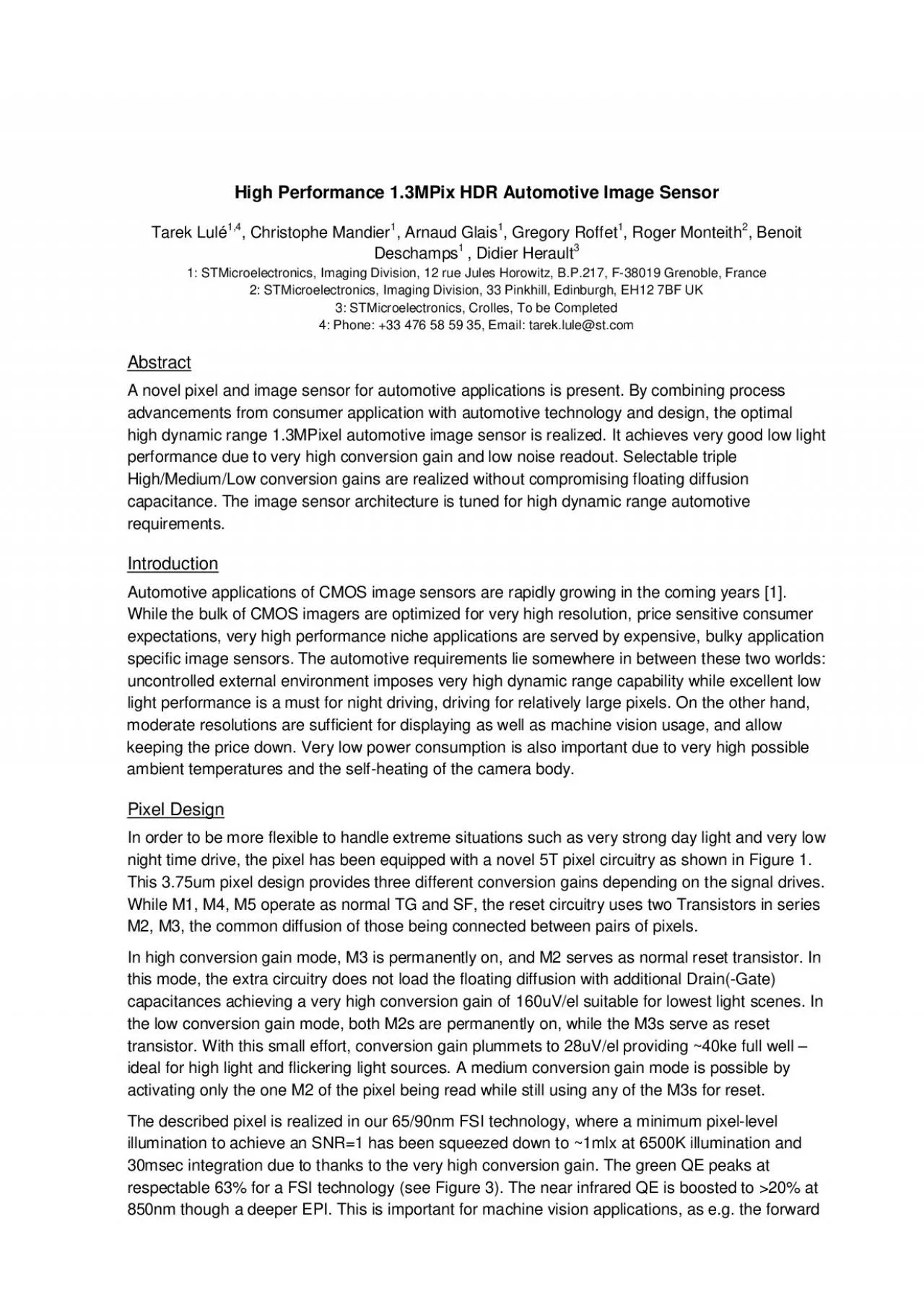 PDF-High Performance 13MPix HDR Automotive Image Sensor Tarek Lul14 Ch