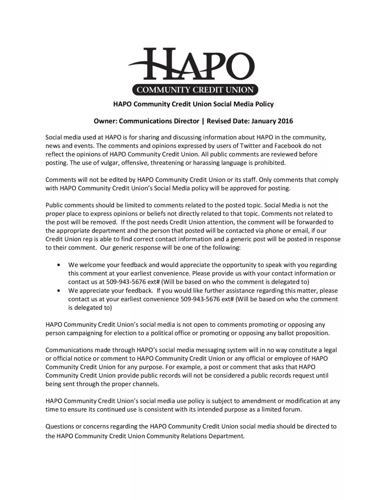 PDF-HAPO Community Credit Union Social Media Policy