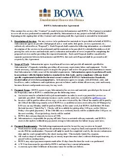 BOWA Subcontractor Agreement This contract for services the Contract