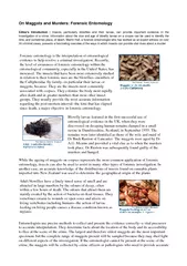 On Maggots and Murders Forensic Entomology Editors Int