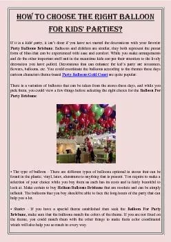 How to choose the right balloon for kids’ parties?