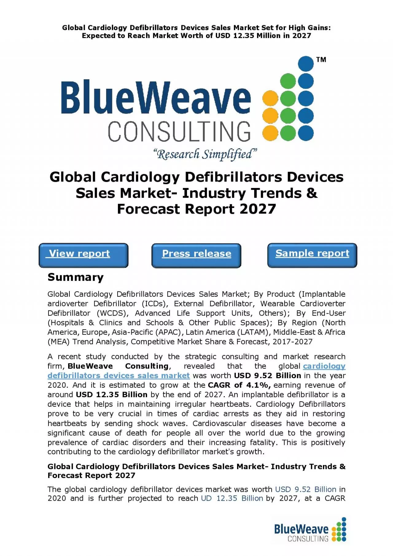 PDF-Global Cardiology Defibrillators Devices Sales Market- Industry Trends & Forecast Report