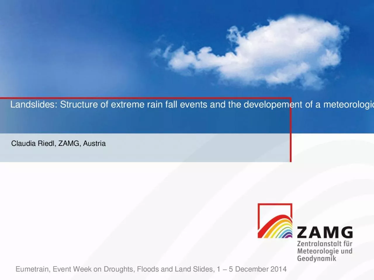 PDF-Landslides Structure of extreme rain fall events and the developement