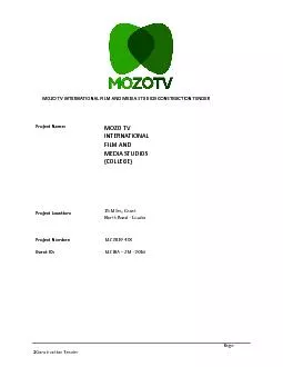 MOZO TV INTERNATIONAL FILM AND MEDIA STUDIOS CONSTRUCTION TENDER