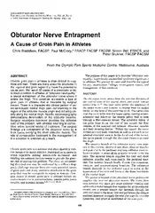 Obturator Nerve Entrapment A Cause of Groin Pain in A