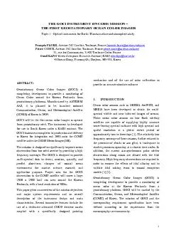 THE FIRST GEOSTATIOTopic 1  Optical instruments for Earth  Planets s