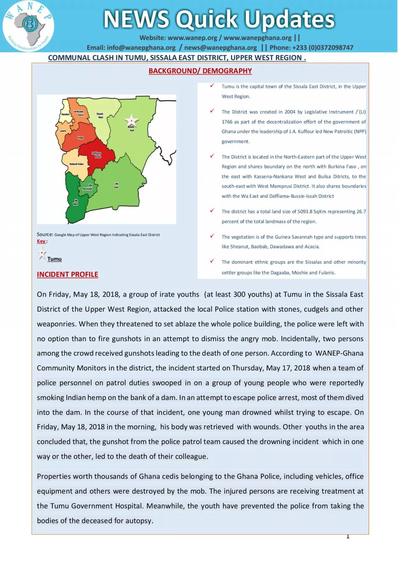 PDF-COMMUNAL CLASH IN TUMU SISSALA EAST DISTRICT UPPER WEST REGION