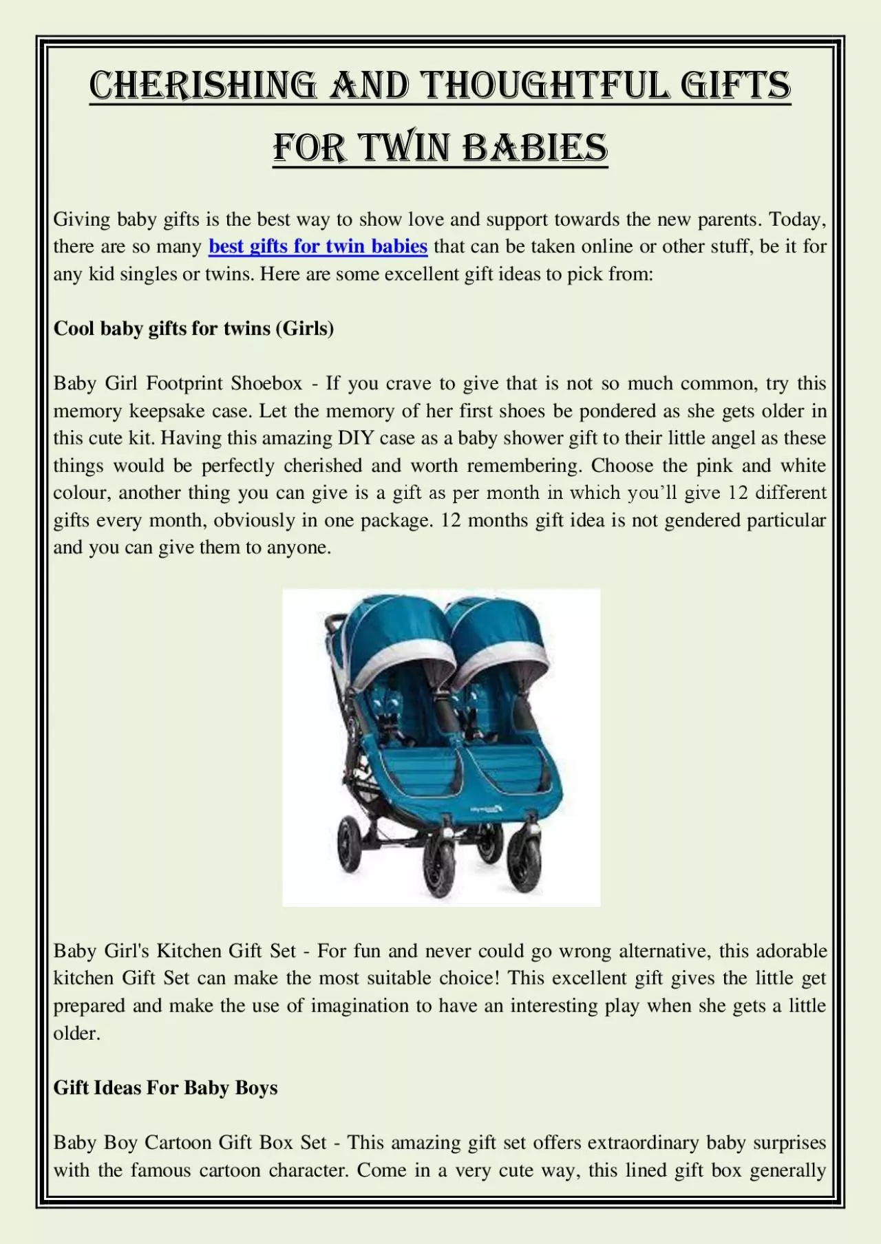 PDF-Cherishing and thoughtful gifts for twin babies