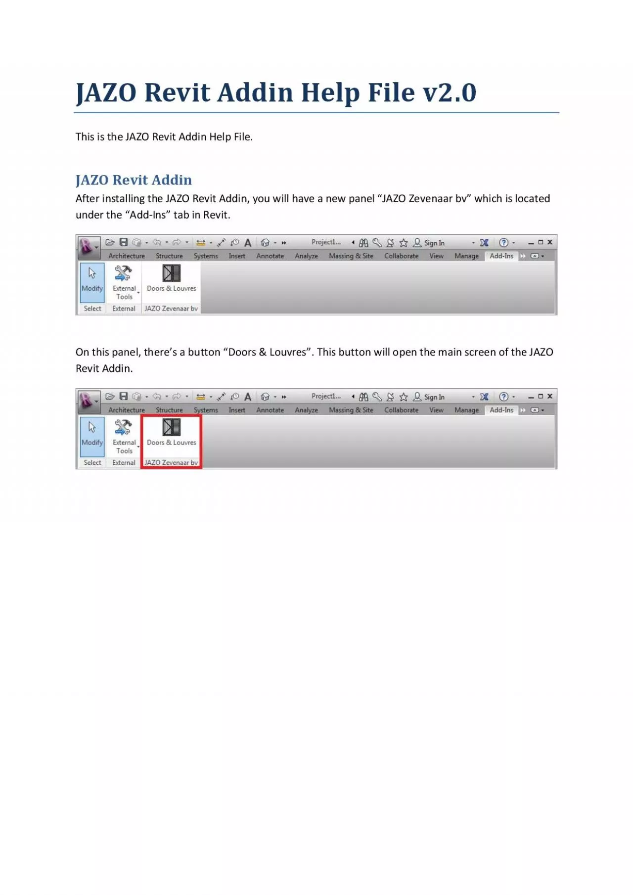 PDF-JAZC Revit Addin Help File