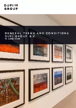 GENERAL TERMS AND CONDITIONS DUPI Group BV