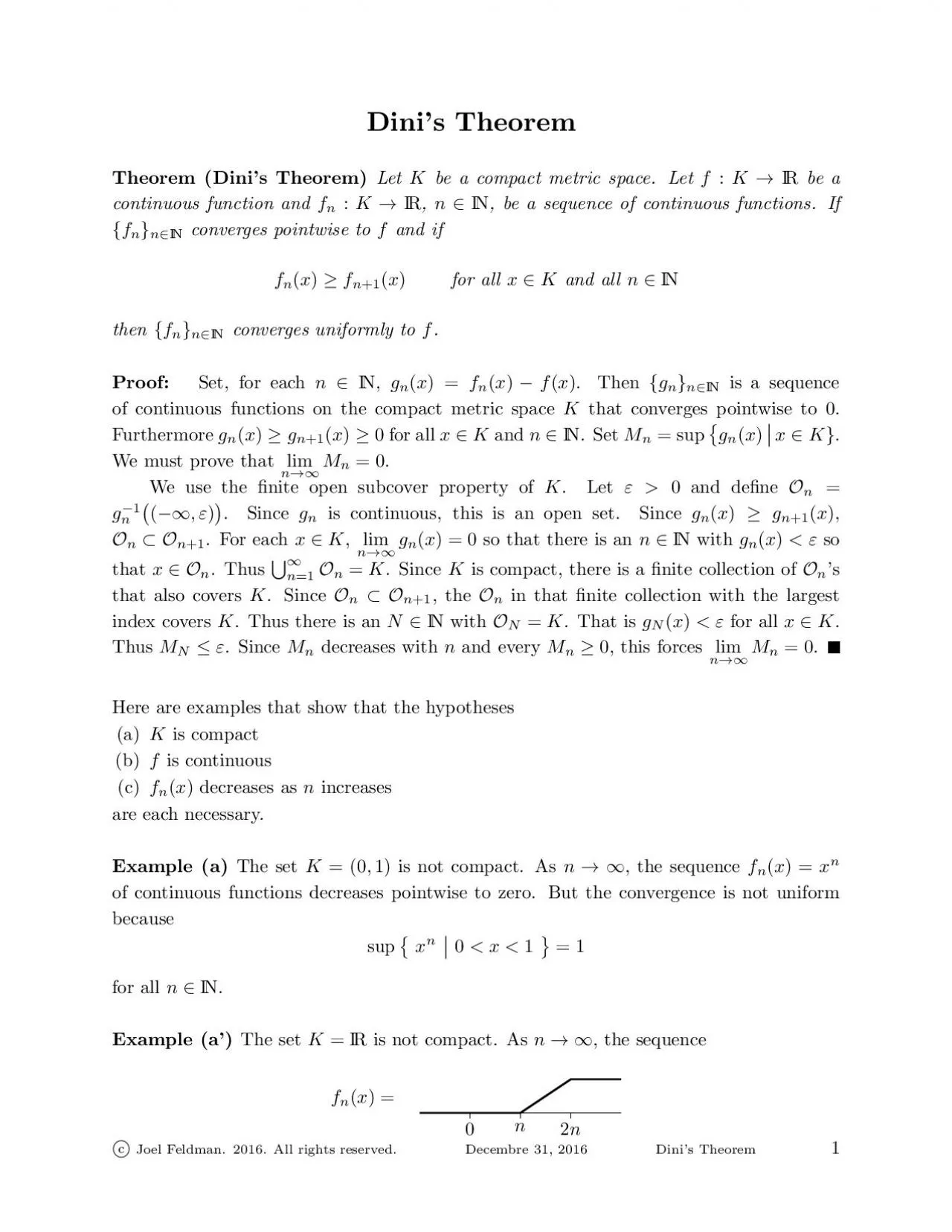 PDF-DinisTheoremTheoremDinisTheoremLetKbeacompactmetricspaceLetfKIR