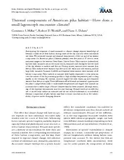 PDF-Thermal components of American pika habitat151How does a