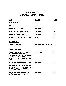 SUMMARY OF ACTION FINANCE COMMITTEE CITY HALU CITY COUNCIL CHAMBERS MO