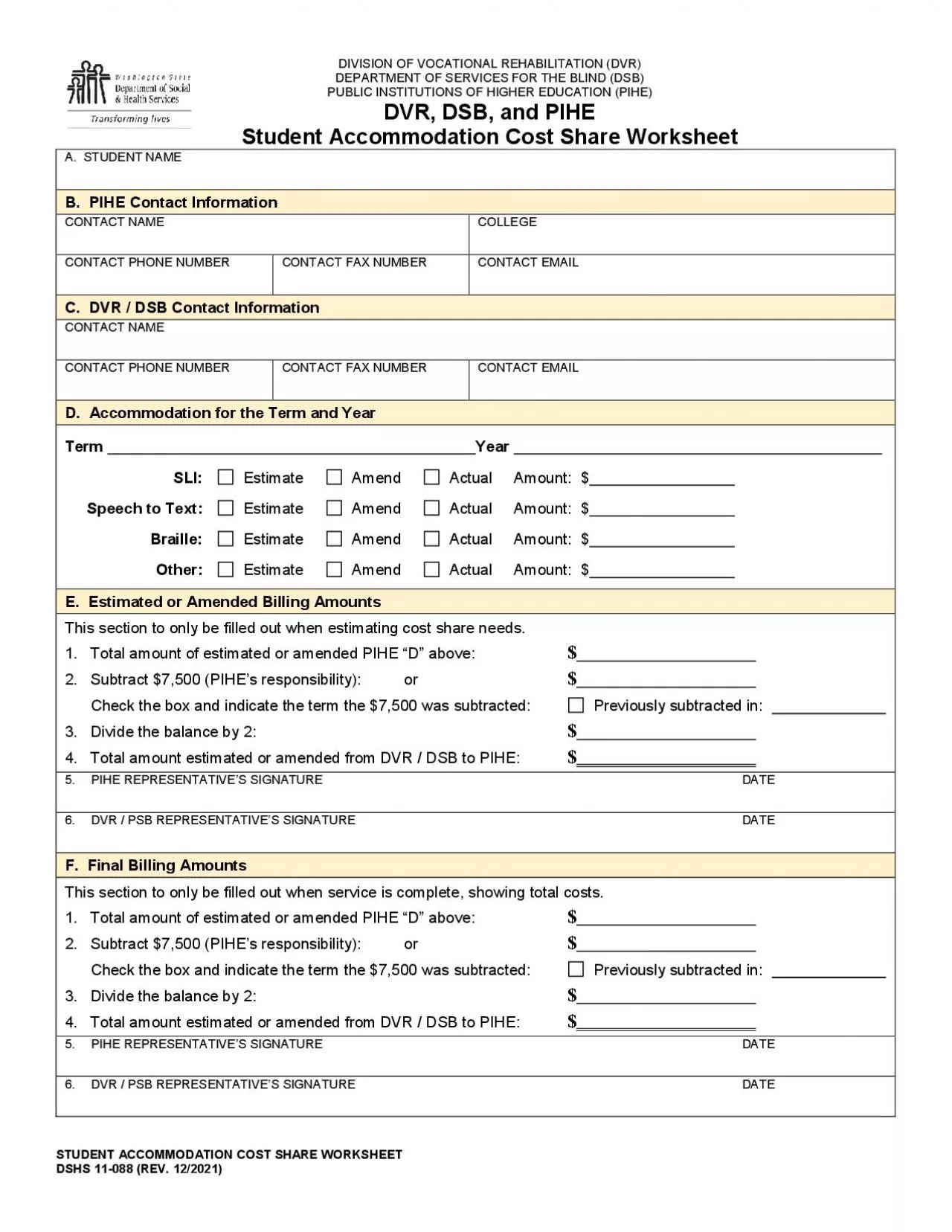 PDF-x0000x0000STUDENT ACCOMMODATIONCOST SHARE WORKSHEETDSHS 11088 R