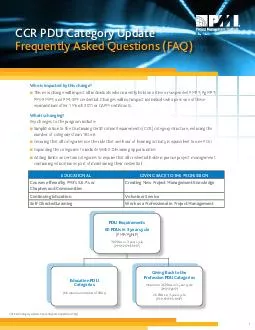 CCR PDU Category Update Frequently Asked Questions FAQ Who is impacted by this change