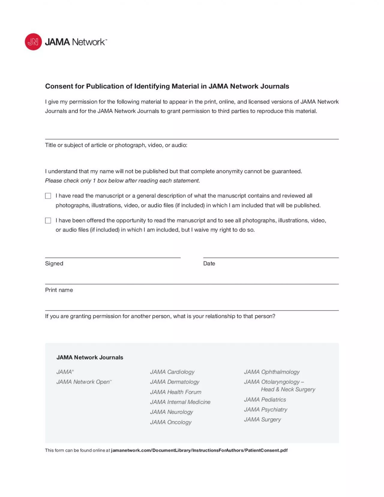 PDF-Consent for Publication of Identifying Material in JAMA Network Journa