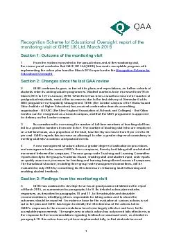 Recognition Scheme for Educational Oversight report of the